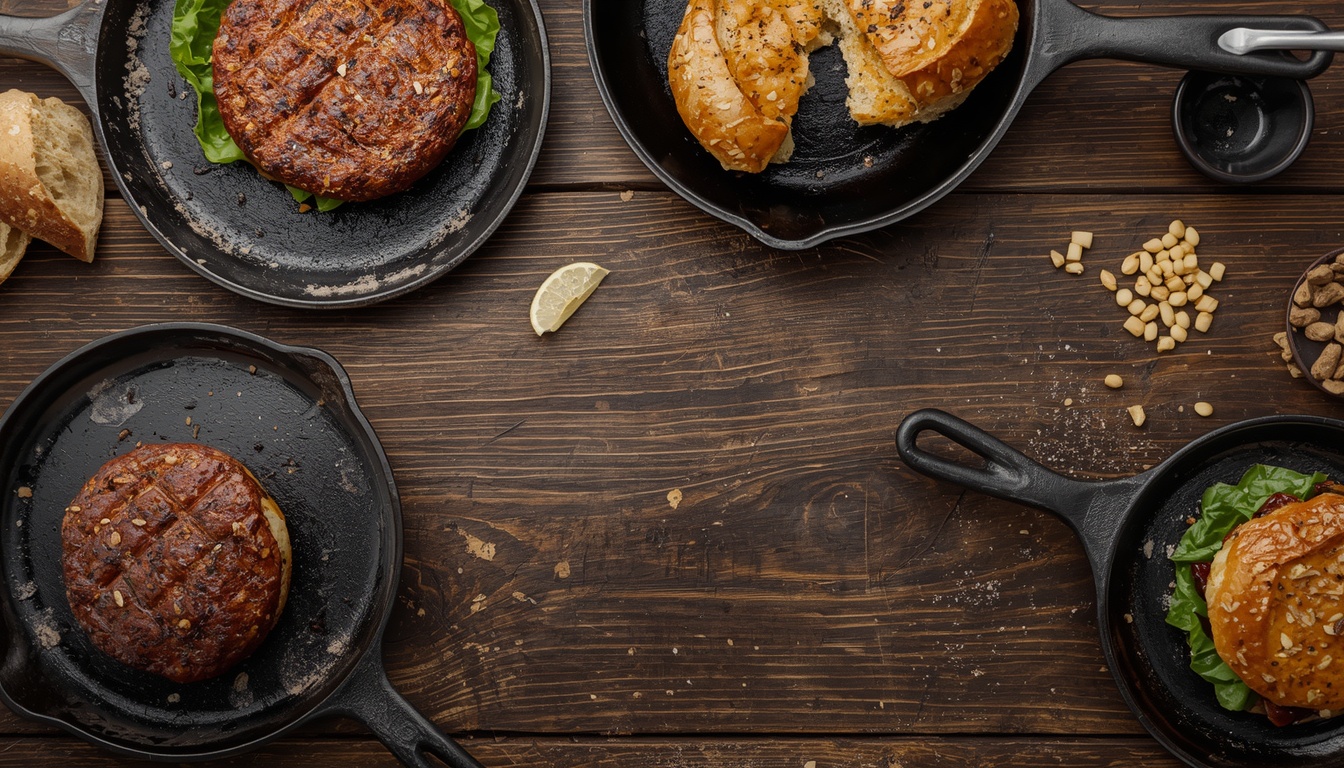 Cast iron skillet collection in warm window light